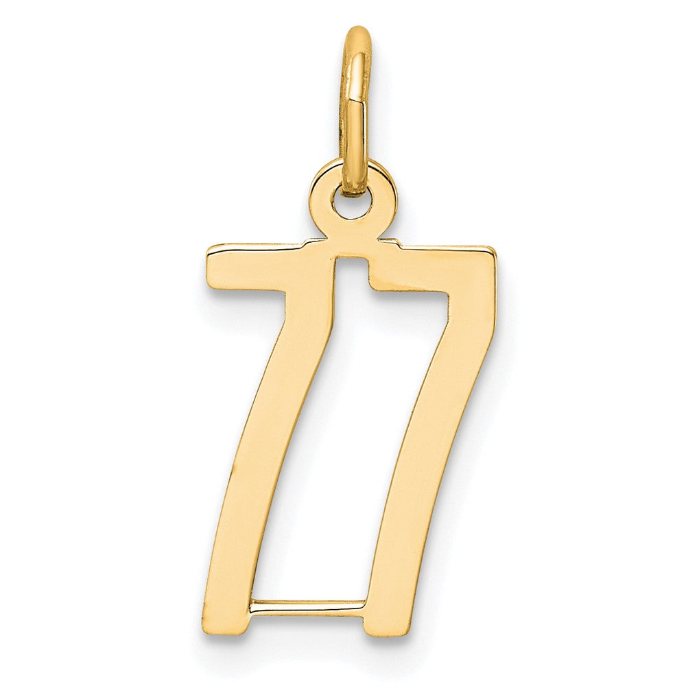 14K Gelbgold Klein Länglich Zahl 77 Charm