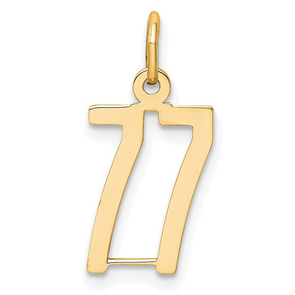 14K Gelbgold Klein Länglich Zahl 77 Charm