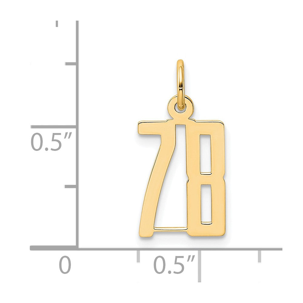 14K Gelbgold Klein Länglich Zahl 78 Charm