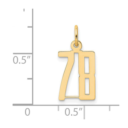 14K Gelbgold Klein Länglich Zahl 78 Charm