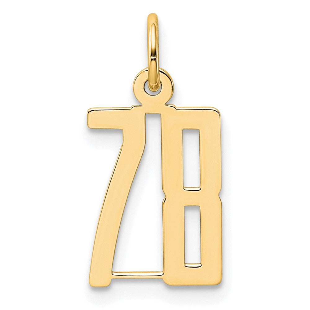 14K Gelbgold Klein Länglich Zahl 78 Charm