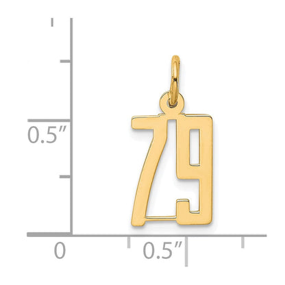 14K Gelbgold Klein Länglich Zahl 79 Charm