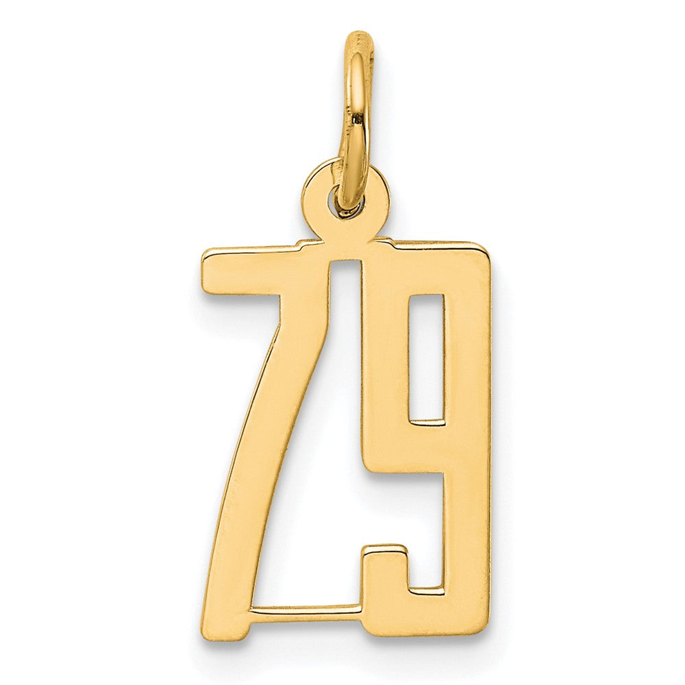 14K Gelbgold Klein Länglich Zahl 79 Charm