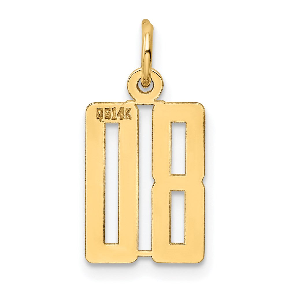 14K Gelbgold Klein Länglich Zahl 80 Charm