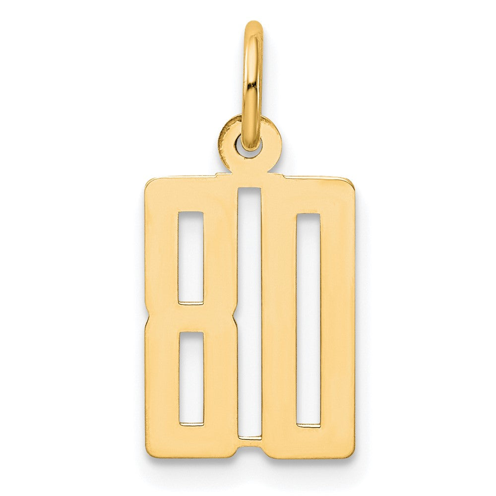 14K Gelbgold Klein Länglich Zahl 80 Charm