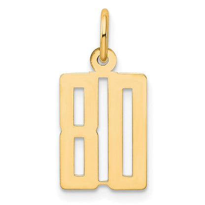 14K Gelbgold Klein Länglich Zahl 80 Charm