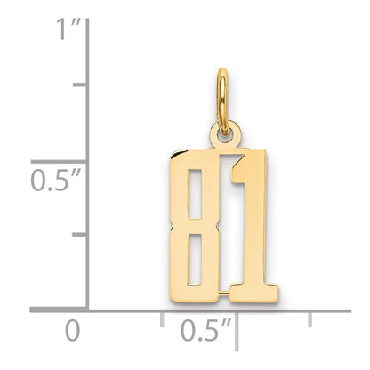 14K Gelbgold Klein Länglich Zahl 81 Charm