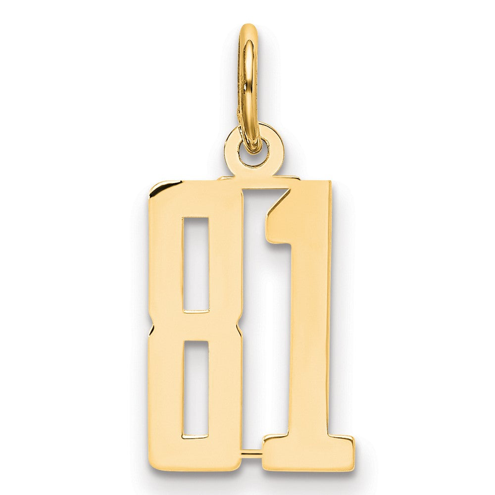 14K Gelbgold Klein Länglich Zahl 81 Charm
