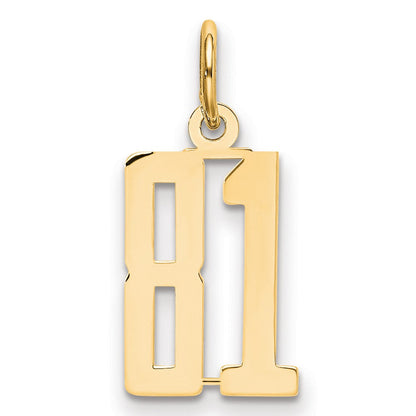 14K Gelbgold Klein Länglich Zahl 81 Charm