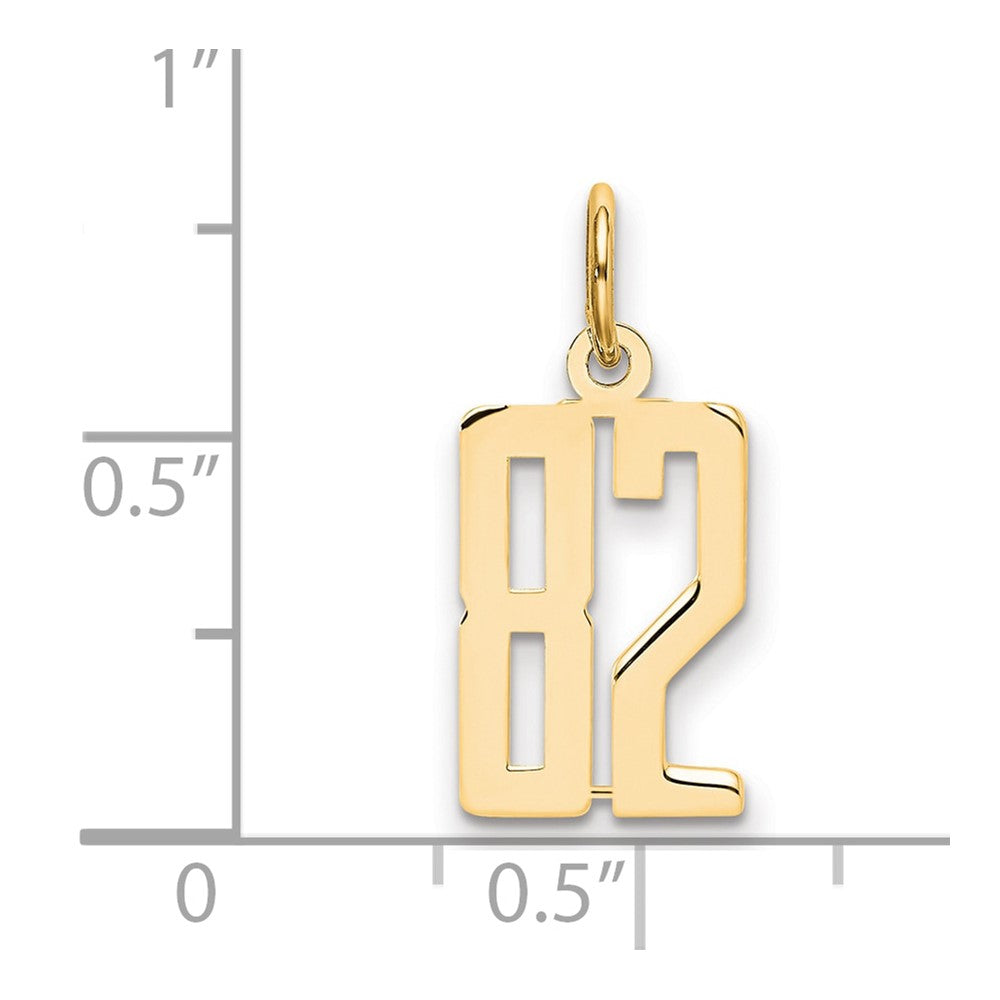 14K Gelbgold Klein Länglich Zahl 82 Charm