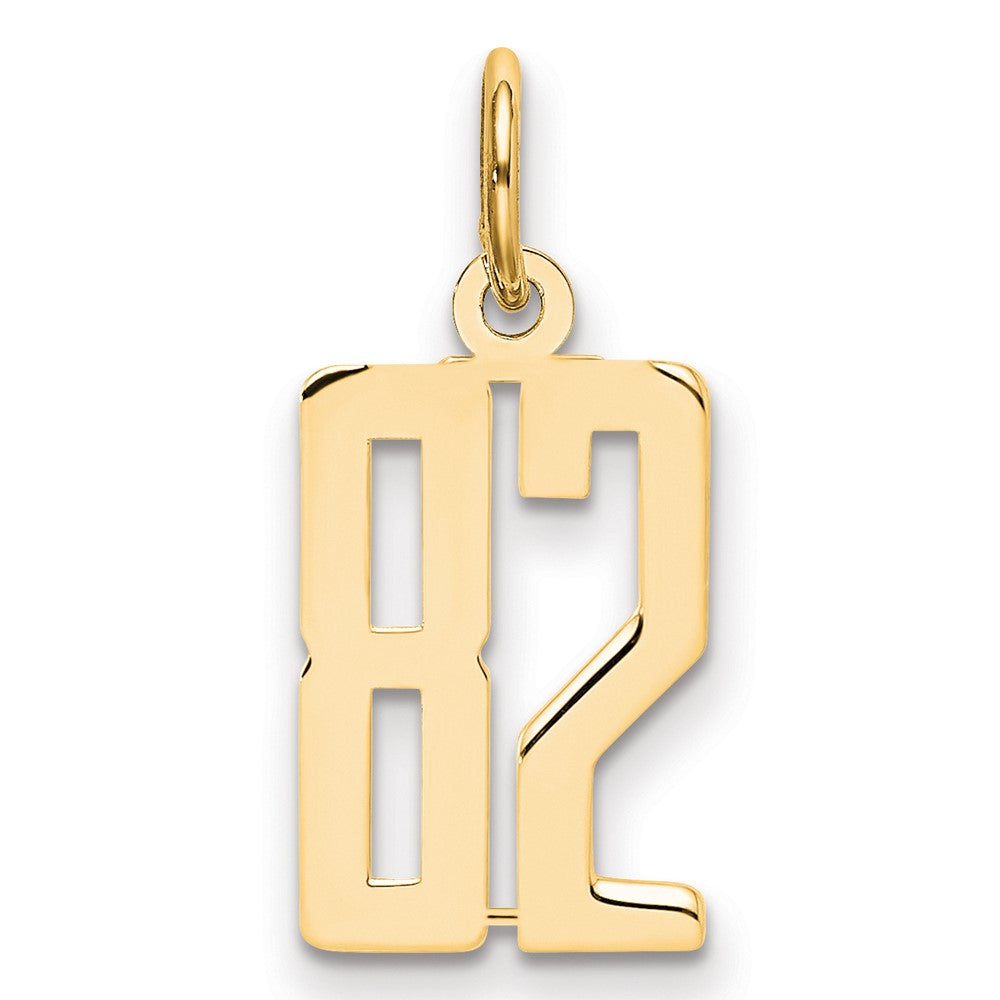 14K Gelbgold Klein Länglich Zahl 82 Charm