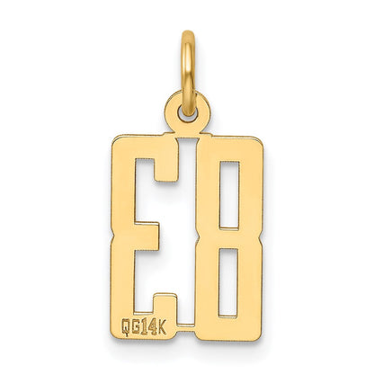 14K Gelbgold Klein Länglich Zahl 83 Charm