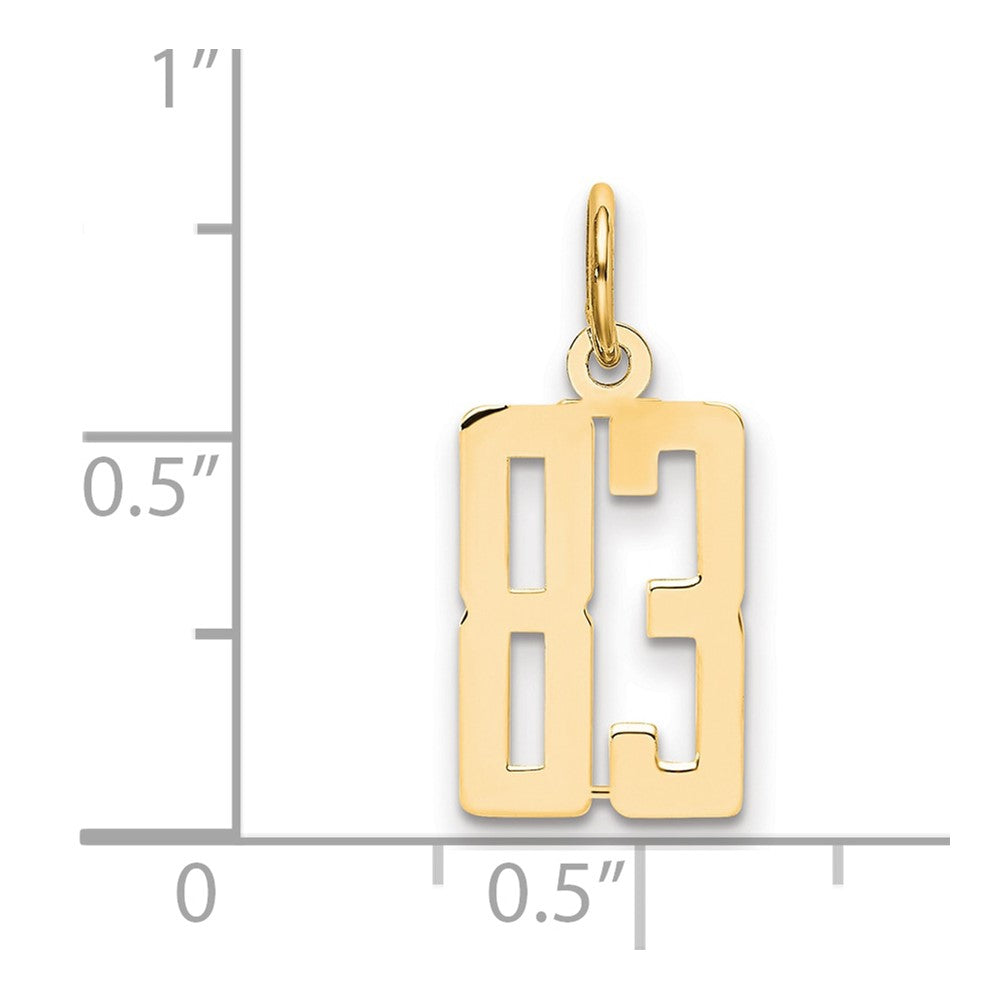14K Gelbgold Klein Länglich Zahl 83 Charm