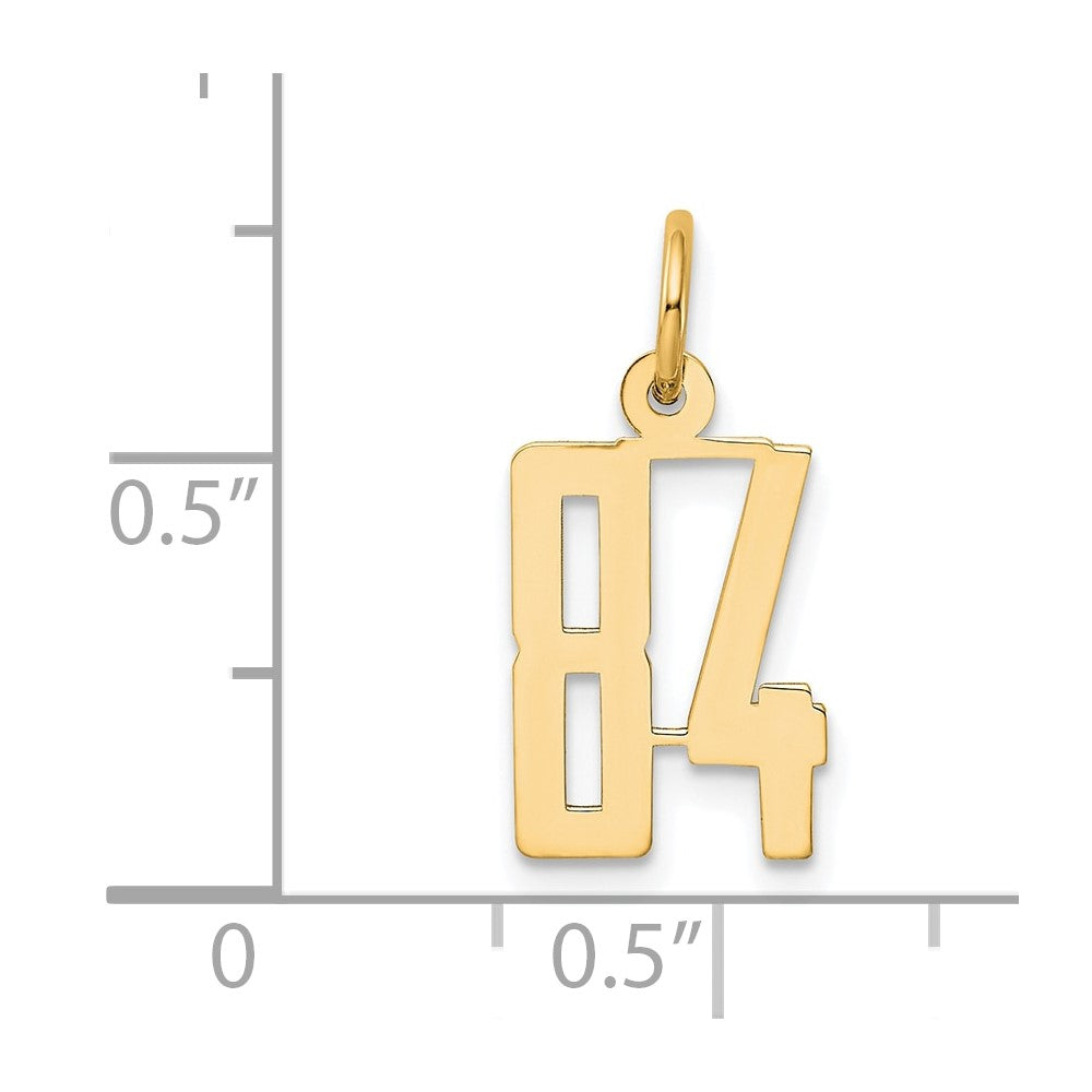 14K Gelbgold Klein Länglich Zahl 84 Charm