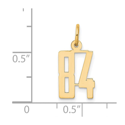 14K Gelbgold Klein Länglich Zahl 84 Charm