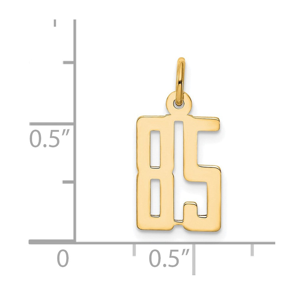 14K Gelbgold Klein Länglich Zahl 85 Charm