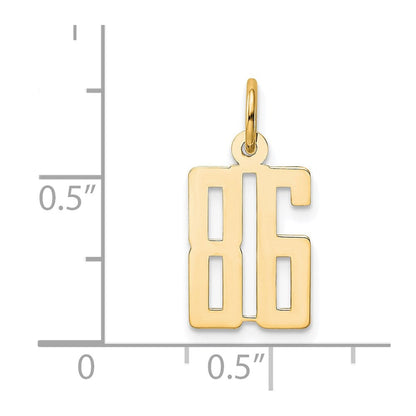 14K Gelbgold Klein Länglich Zahl 86 Charm
