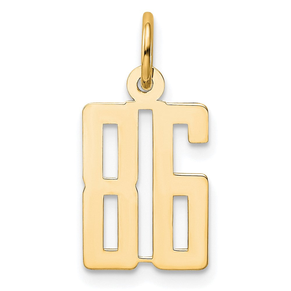 14K Gelbgold Klein Länglich Zahl 86 Charm