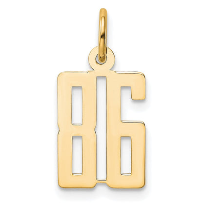 14K Gelbgold Klein Länglich Zahl 86 Charm
