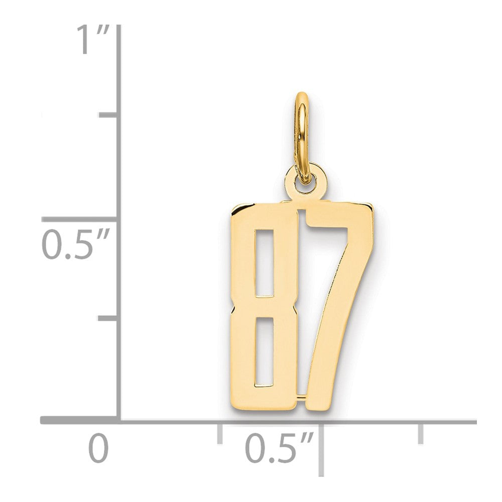 14K Gelbgold Klein Länglich Zahl 87 Charm