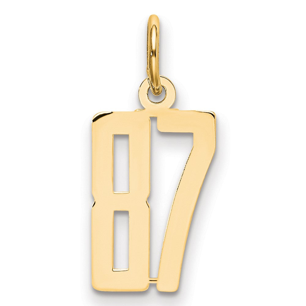 14K Gelbgold Klein Länglich Zahl 87 Charm