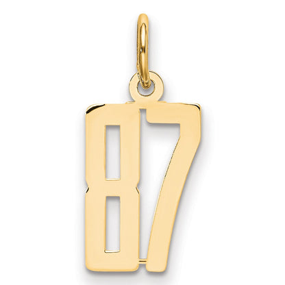 14K Gelbgold Klein Länglich Zahl 87 Charm