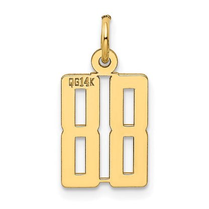 14K Gelbgold Klein Länglich Zahl 88 Charm