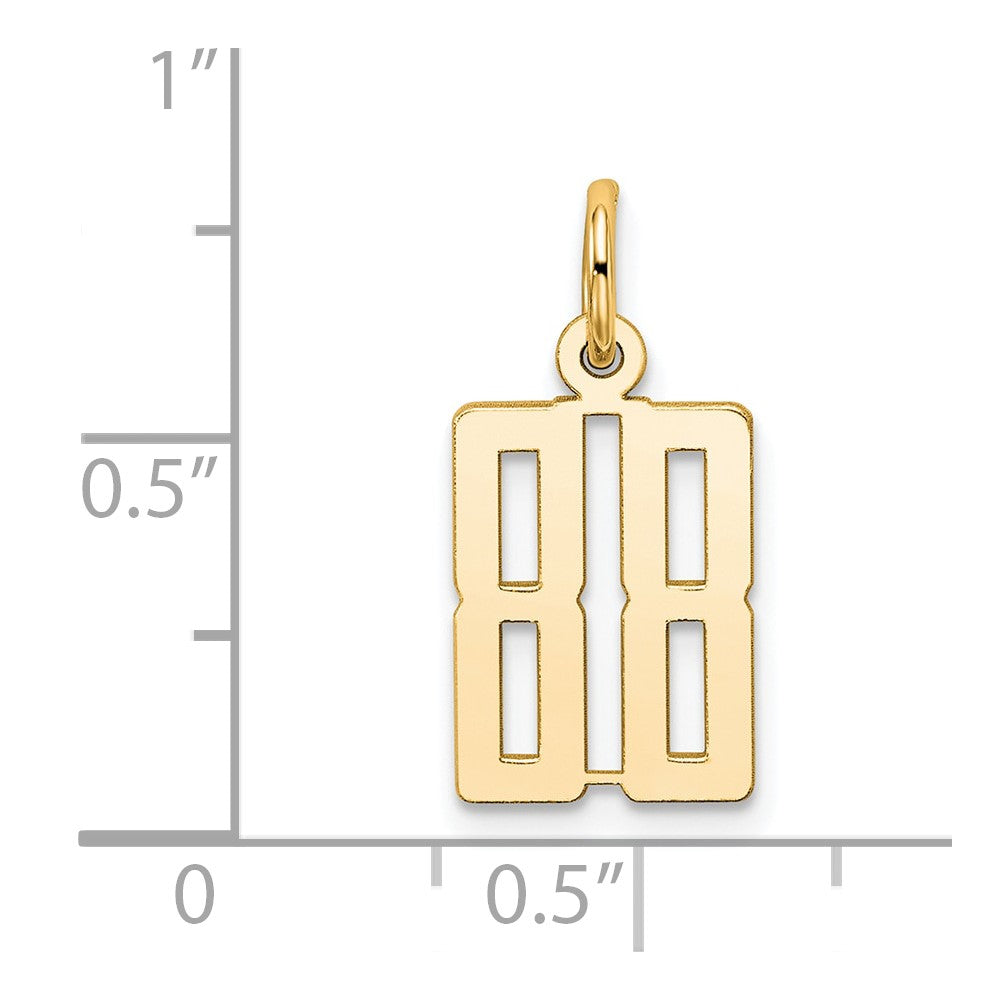 14K Gelbgold Klein Länglich Zahl 88 Charm