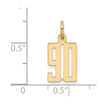 14K Gelbgold Klein Länglich Zahl 90 Charm