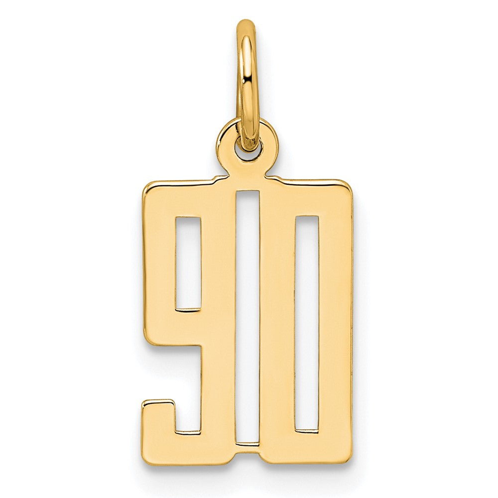 14K Gelbgold Klein Länglich Zahl 90 Charm