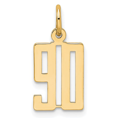 14K Gelbgold Klein Länglich Zahl 90 Charm