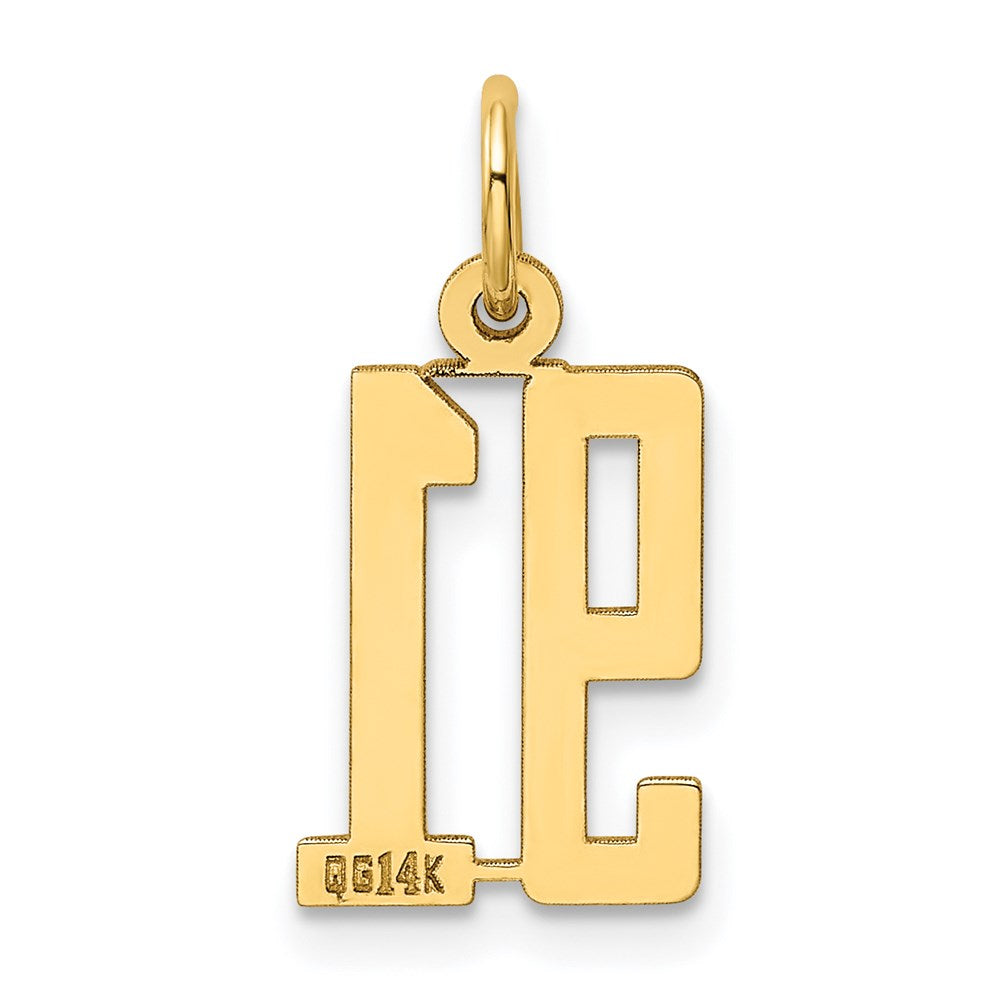 14K Gelbgold Klein Länglich Zahl 91 Charm