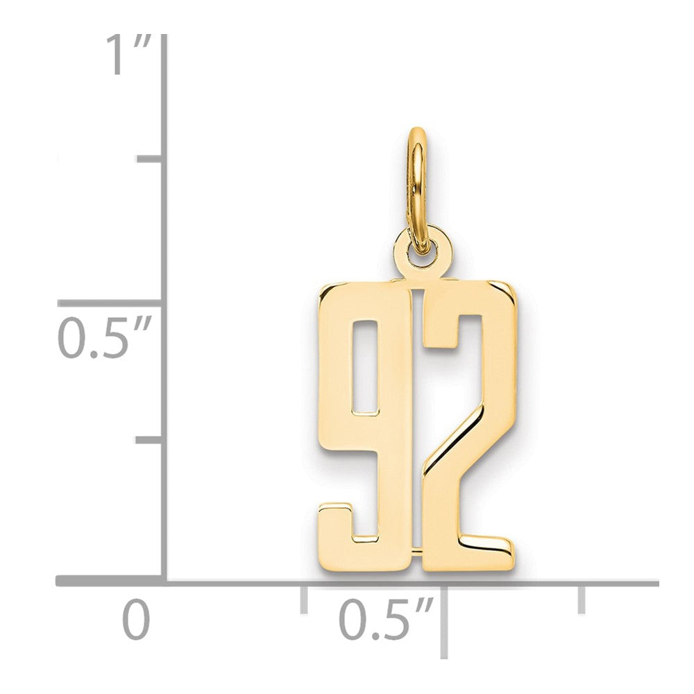 14K Gelbgold Klein Länglich Zahl 92 Charm