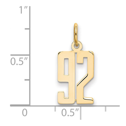 14K Gelbgold Klein Länglich Zahl 92 Charm