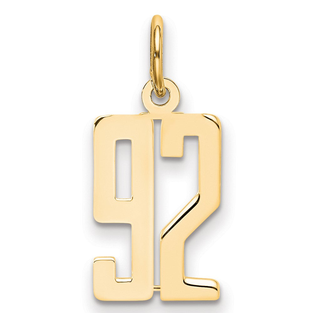 14K Gelbgold Klein Länglich Zahl 92 Charm