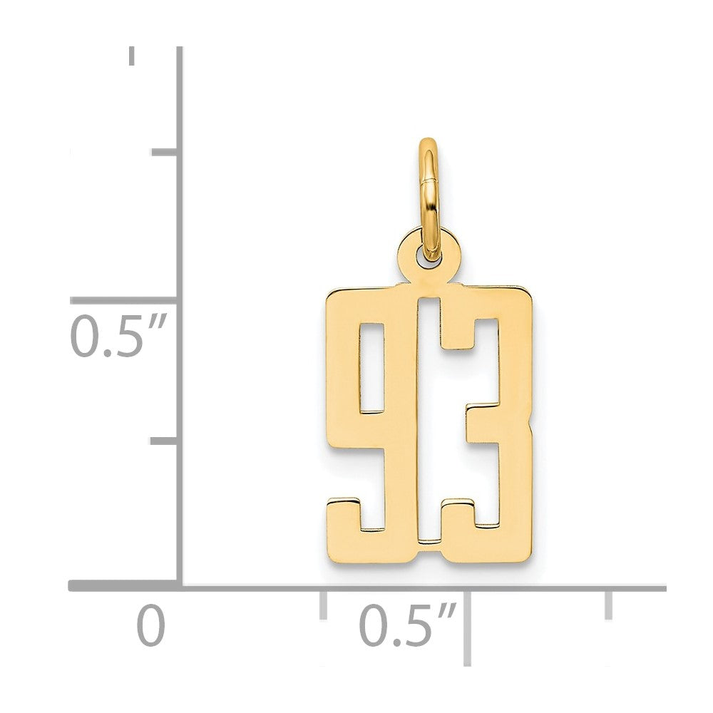 14K Gelbgold Klein Länglich Zahl 93 Charm