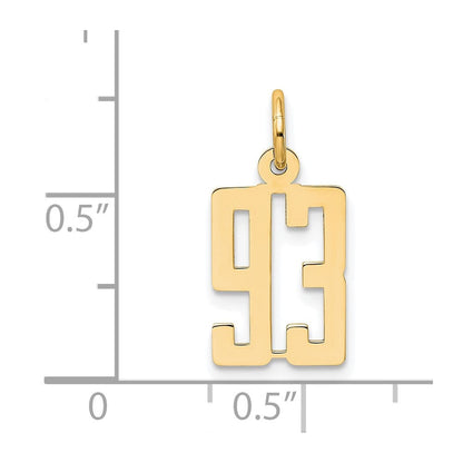 14K Gelbgold Klein Länglich Zahl 93 Charm