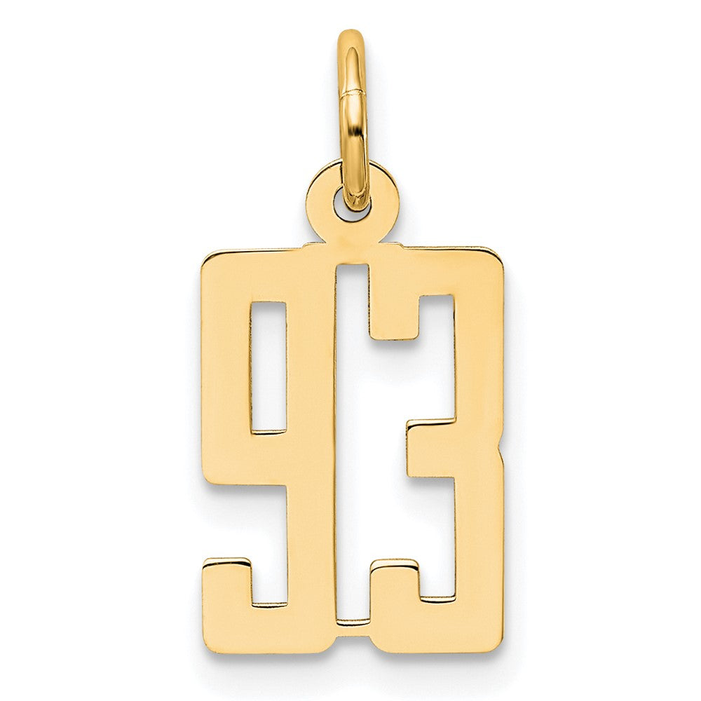 14K Gelbgold Klein Länglich Zahl 93 Charm