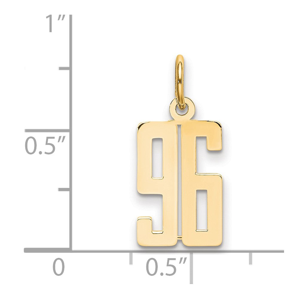 14K Gelbgold Klein Länglich Zahl 96 Charm