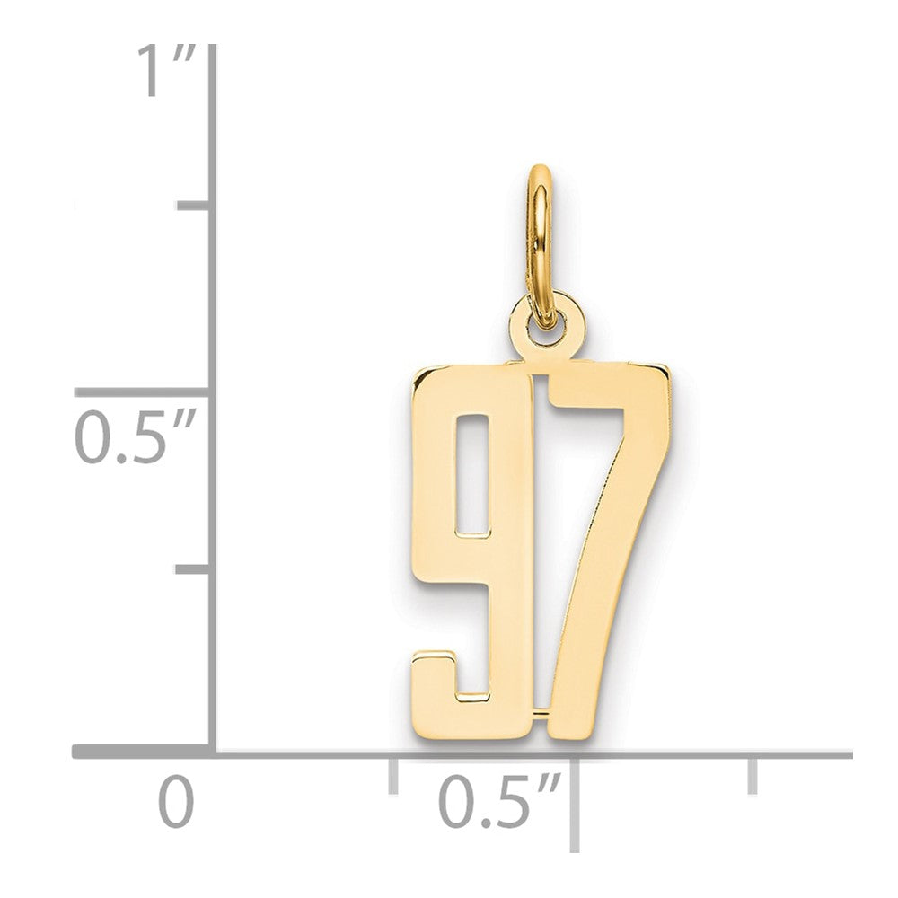 14K Gelbgold Klein Länglich Zahl 97 Charm