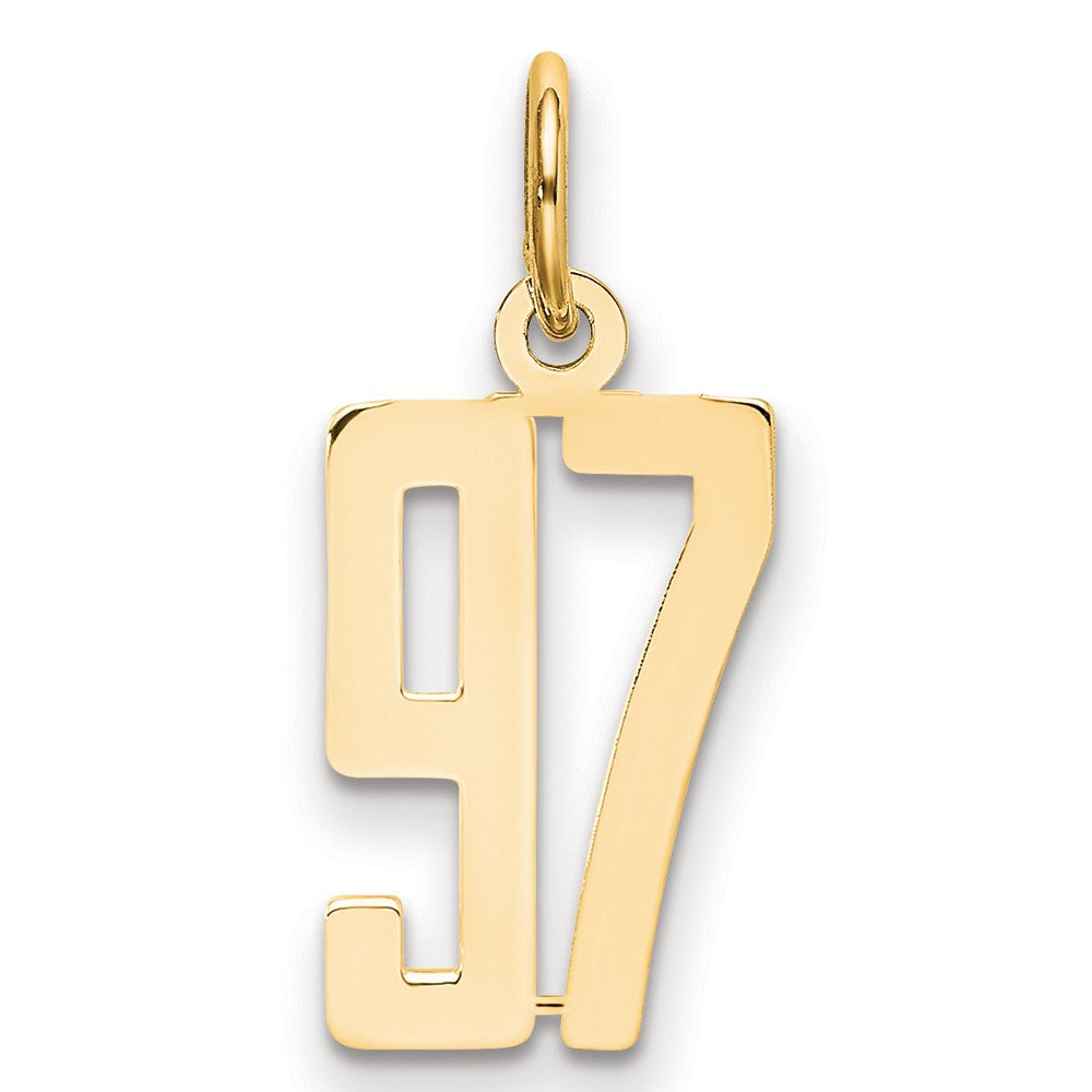 14K Gelbgold Klein Länglich Zahl 97 Charm
