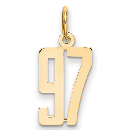 14K Gelbgold Klein Länglich Zahl 97 Charm