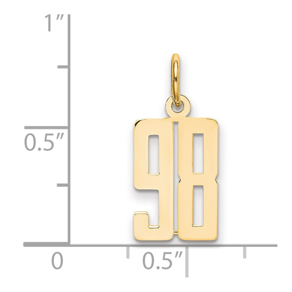 14K Gelbgold Klein Länglich Zahl 98 Charm