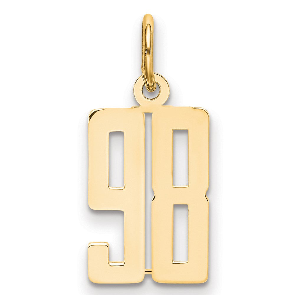 14K Gelbgold Klein Länglich Zahl 98 Charm