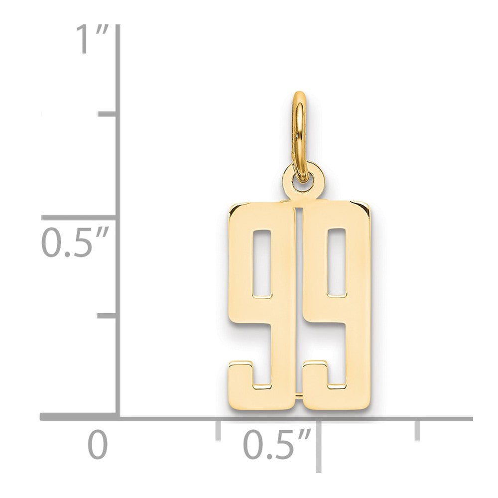 14K Gelbgold Klein Länglich Zahl 99 Charm