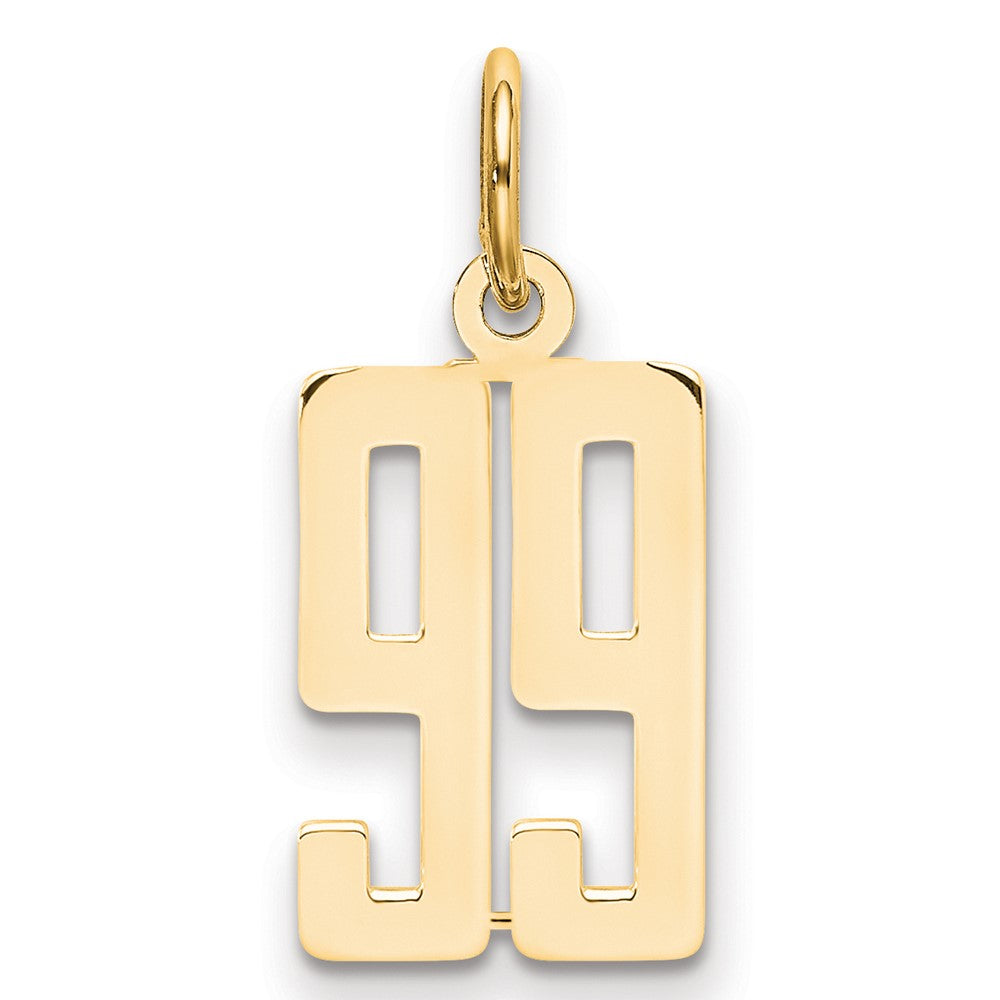 14K Gelbgold Klein Länglich Zahl 99 Charm