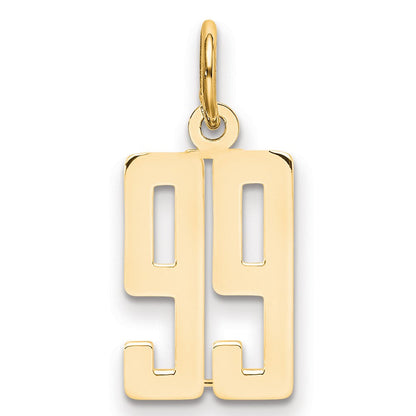 14K Gelbgold Klein Länglich Zahl 99 Charm