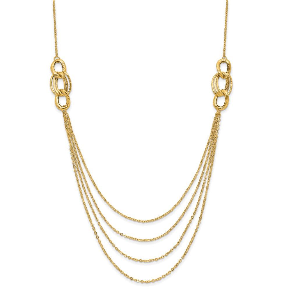 14K Gelbgold Vier Layer Kordel Halskette
