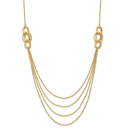 14K Gelbgold Vier Layer Kordel Halskette