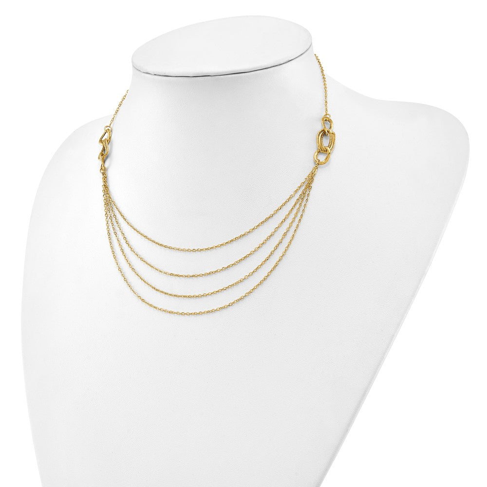 14K Gelbgold Vier Layer Kordel Halskette